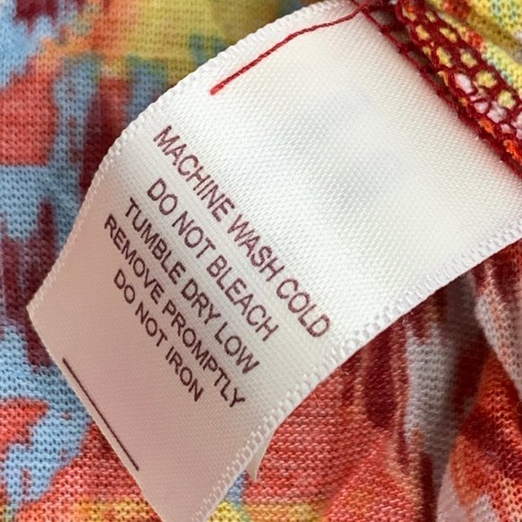 Belle Du Jour Multicolor Shirt Short Cap Sleeve Small Polyester Crisscross Back - Picture 6 of 14